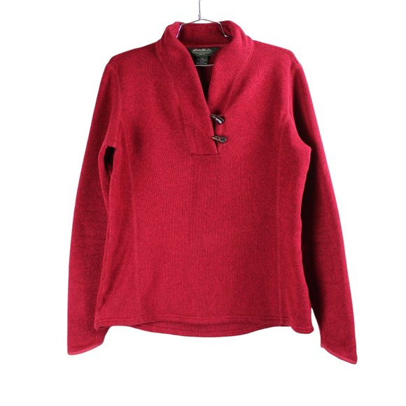 Eddie Bauer Red Toggle-button Collar Sweater - Picture 15 of 15